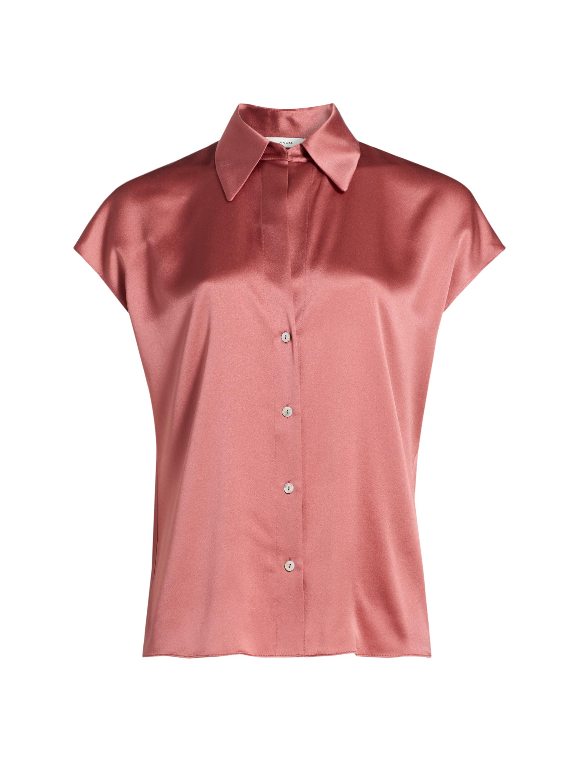 Vince Women's Cap-Sleeve Silk Blouse - Peony Wood