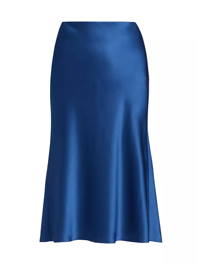 Satin Midi Slip Skirt - Sky Blue – Brevera Boutique