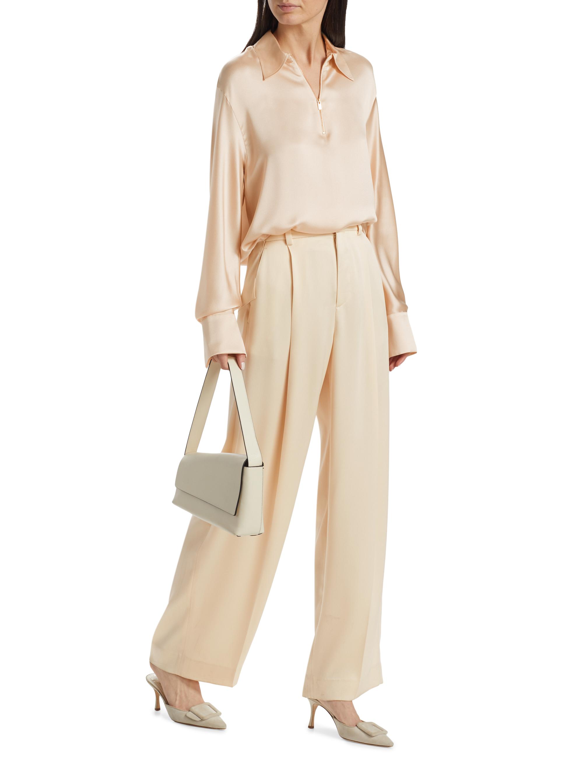 Vince Silk Satin Half-Zip Blouse | Saks Fifth Avenue