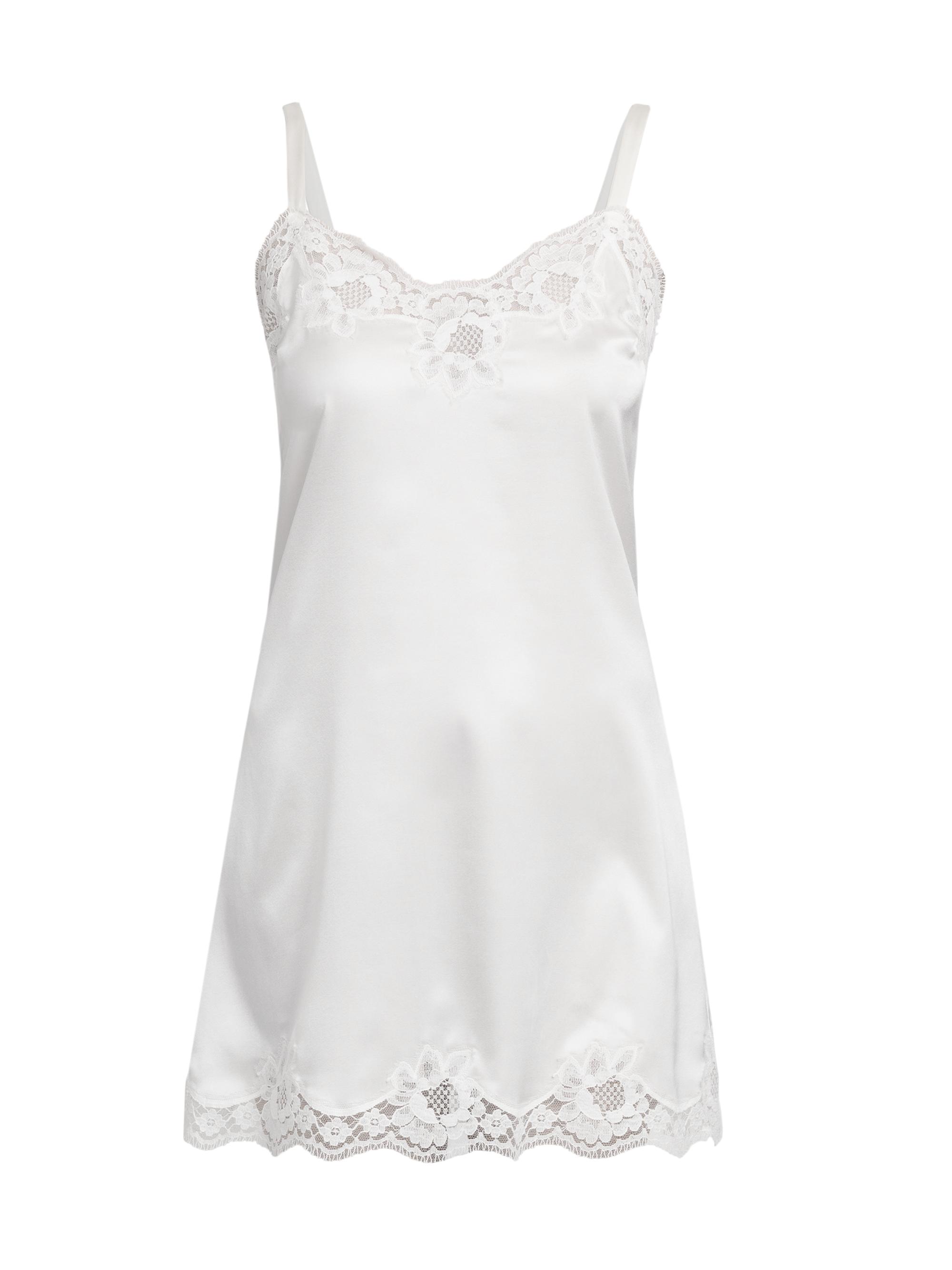 Dolce & Gabbana Women's Lace-Trimmed Silk Satin Nightgown - Bianco Naturale