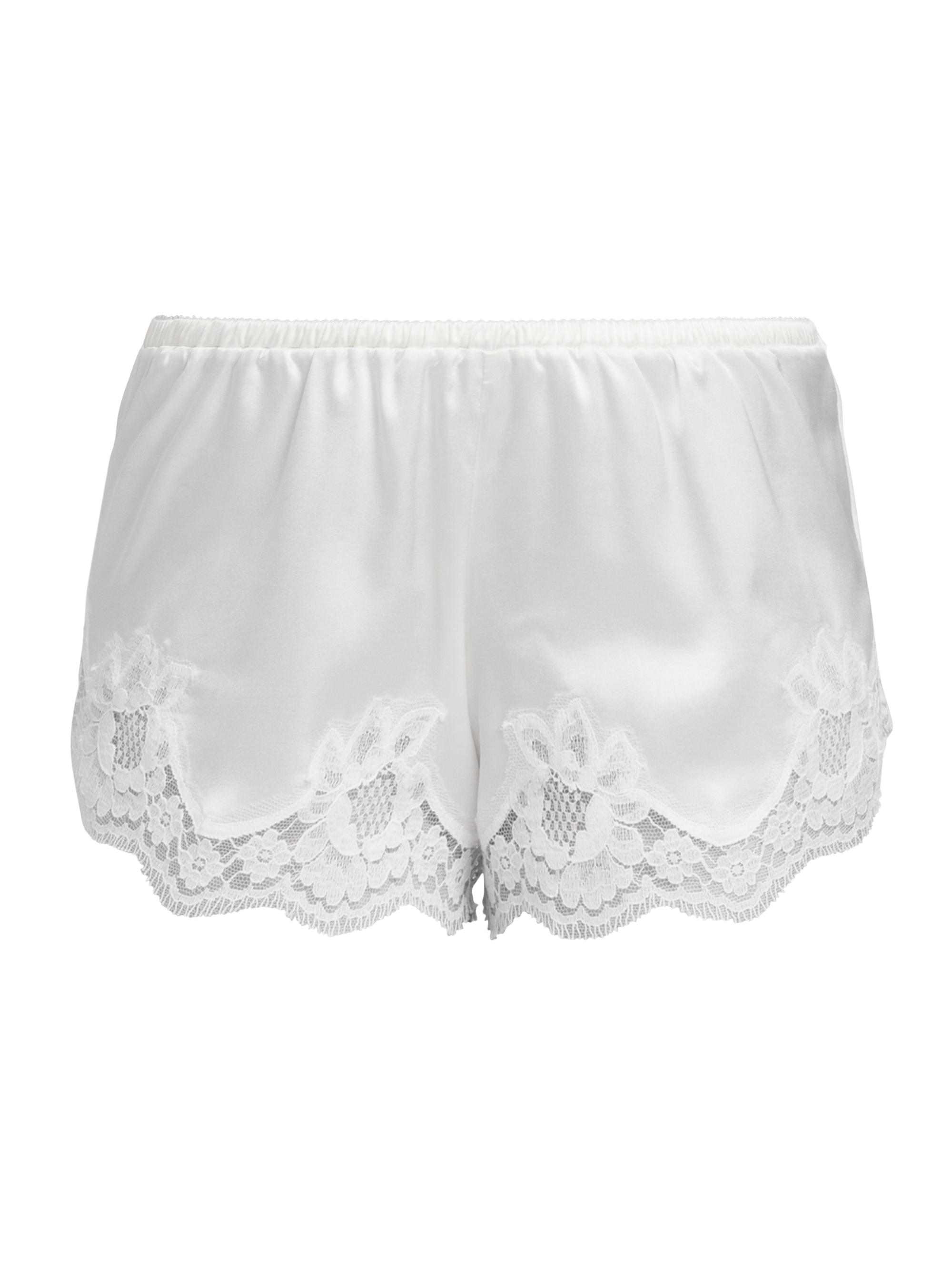 Dolce & Gabbana Women's Lace-Trimmed Satin Shorts - Bianco Natural