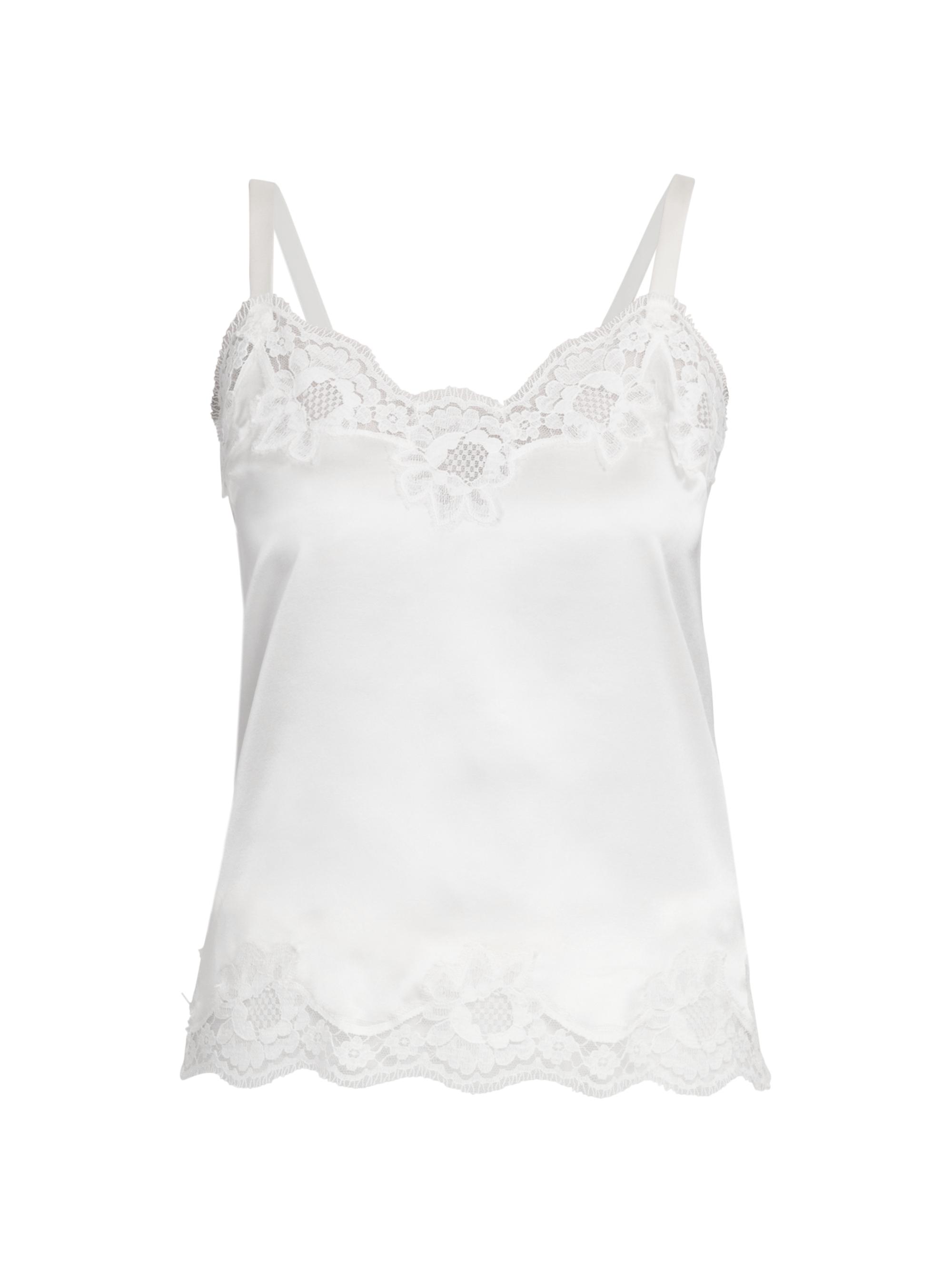 Dolce & Gabbana Women's Lace-Trimmed Silk Satin Top - Bianco Naturale
