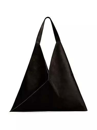 AVENUE M TOTE, Black Leather Tote Bag with Studs