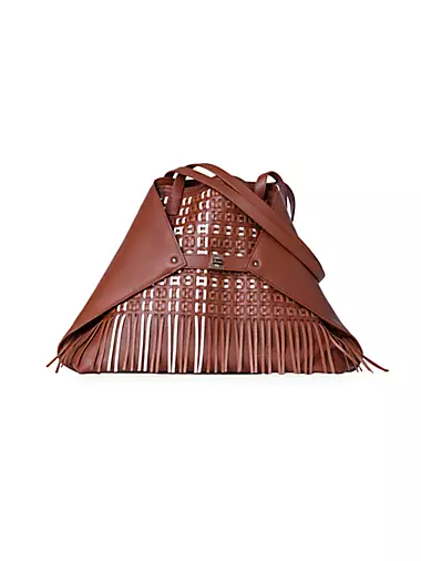 Medium Ai Woven Leather & Fringe Shoulder Bag
