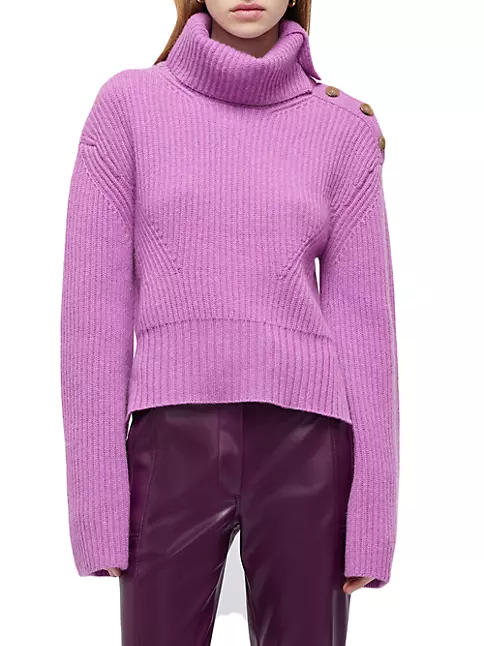 Shop SIMKHAI Adrienne Wool & Cashmere Rib-Knit Turtleneck Sweater