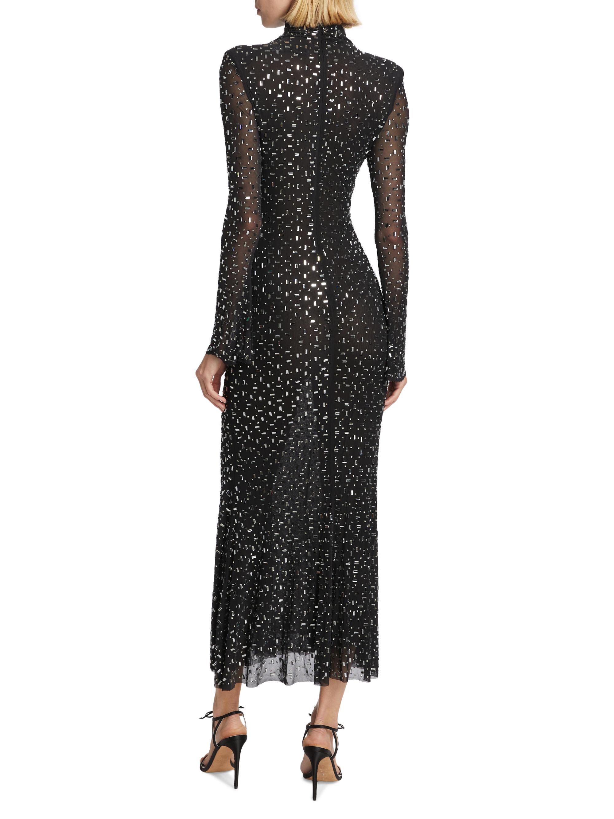 knee length dresses for ladies Black Rhinestone Embellished Maxi Dress – self-portrait