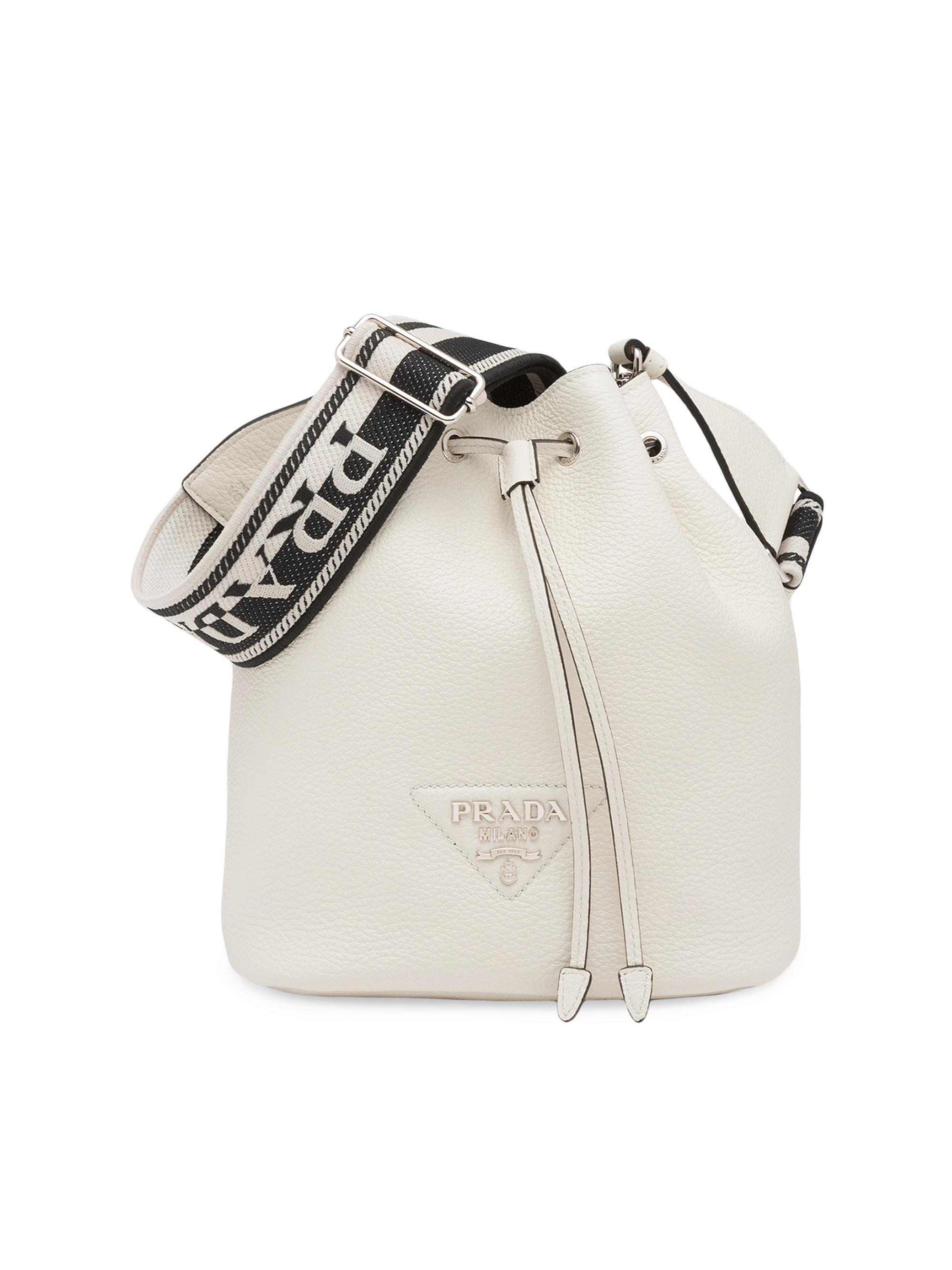 Prada Women's Leather Bucket Bag - White