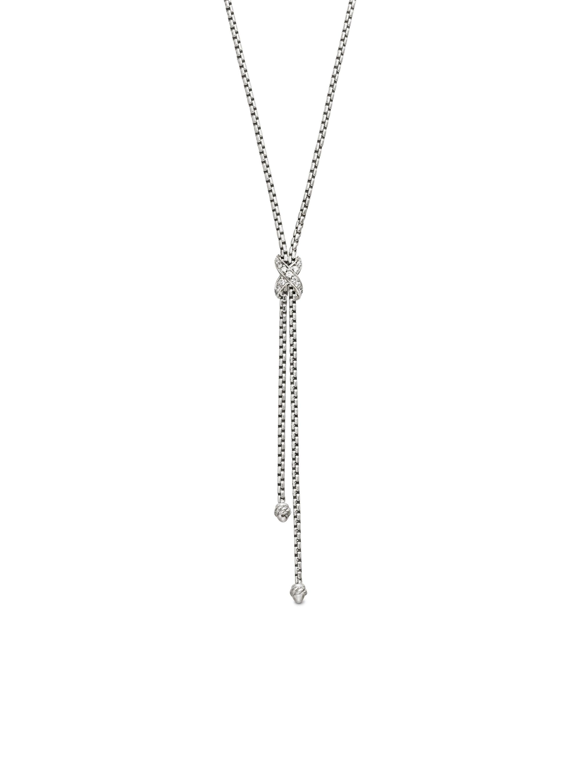 David Yurman Women's Petite X Lariat Necklace in Sterling Silver with Diamonds - Diamond