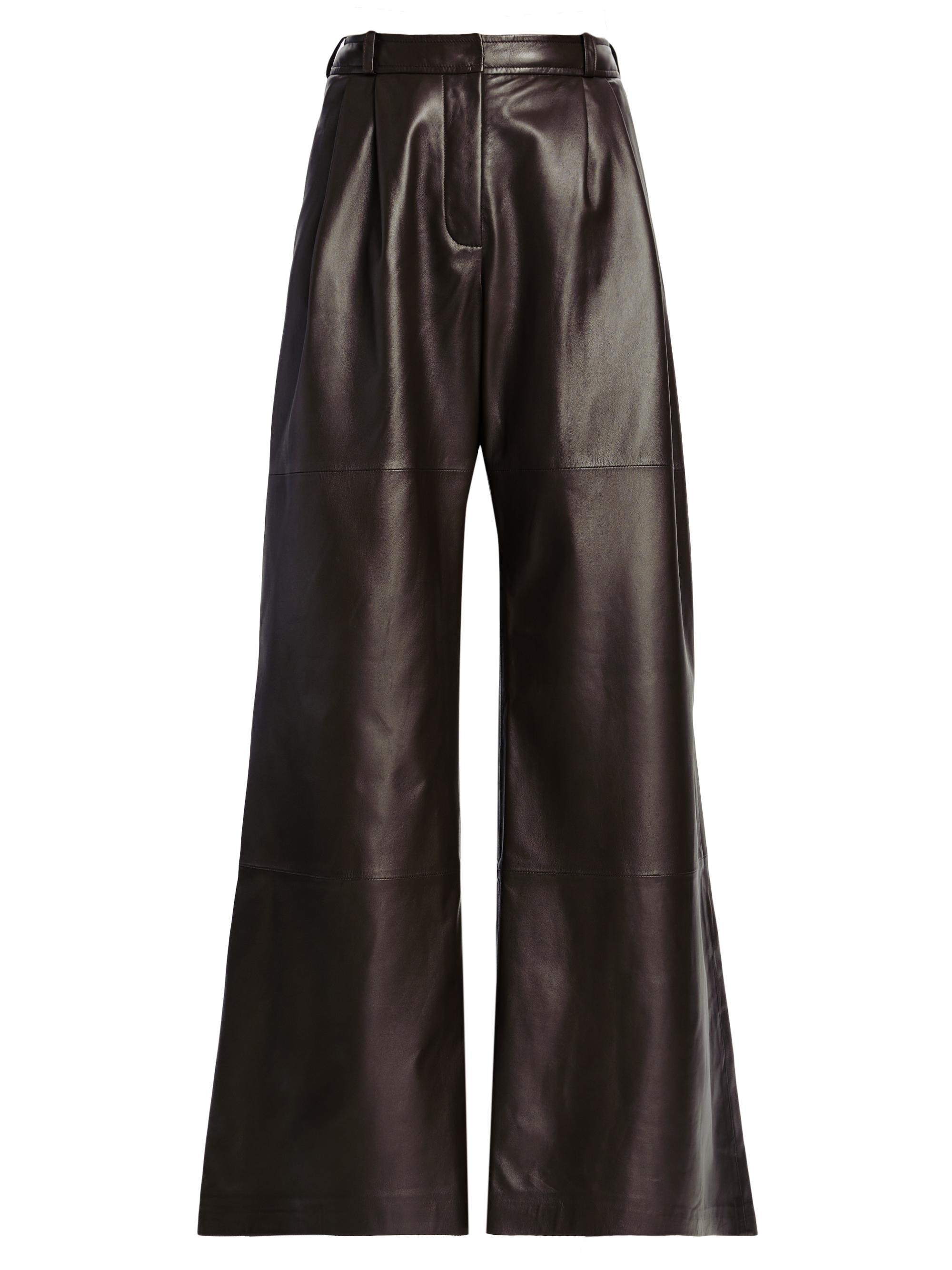 Zimmermann Women's Luminosity Wide-Leg Leather Pants - Espresso