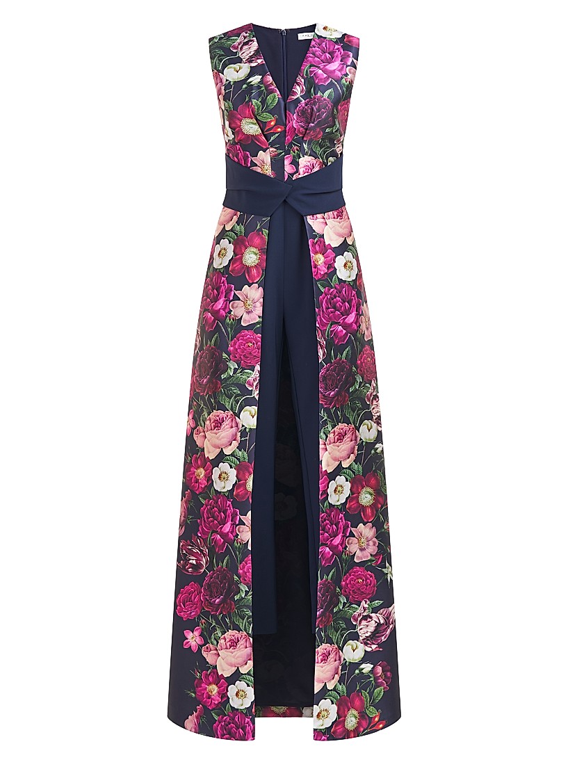 Shop Kay Unger Rene Floral Mikado Walk-Thru Jumpsuit | Saks Shop Kay Unger Rene Floral Mikado Walk-Thru Jumpsuit | Saks