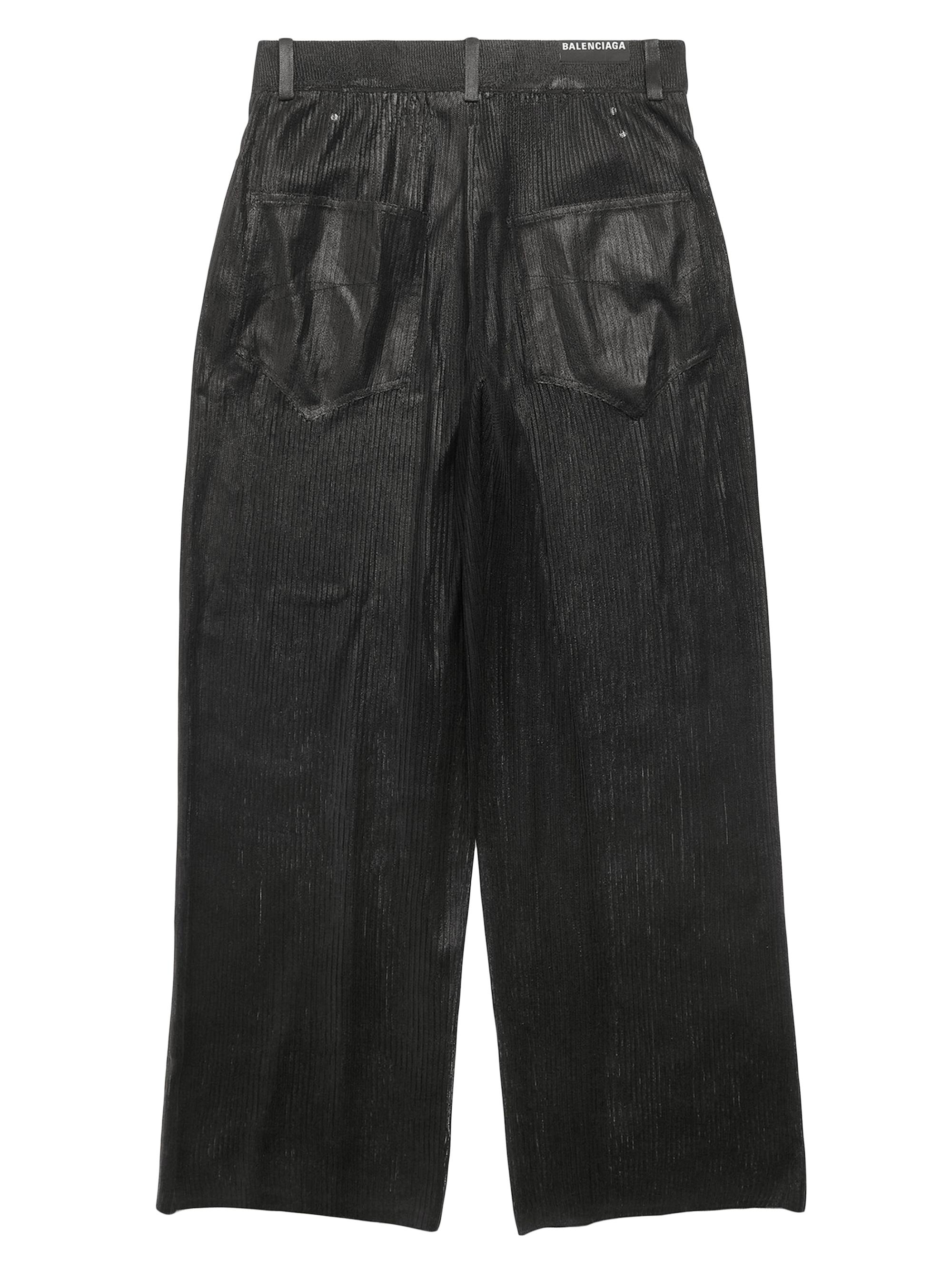 パンツ BALENCIAGA 23SS shiny coated pants black BALENCIAGA Black Soft Shining Low Crotch Leather Pants | REVERSIBLE