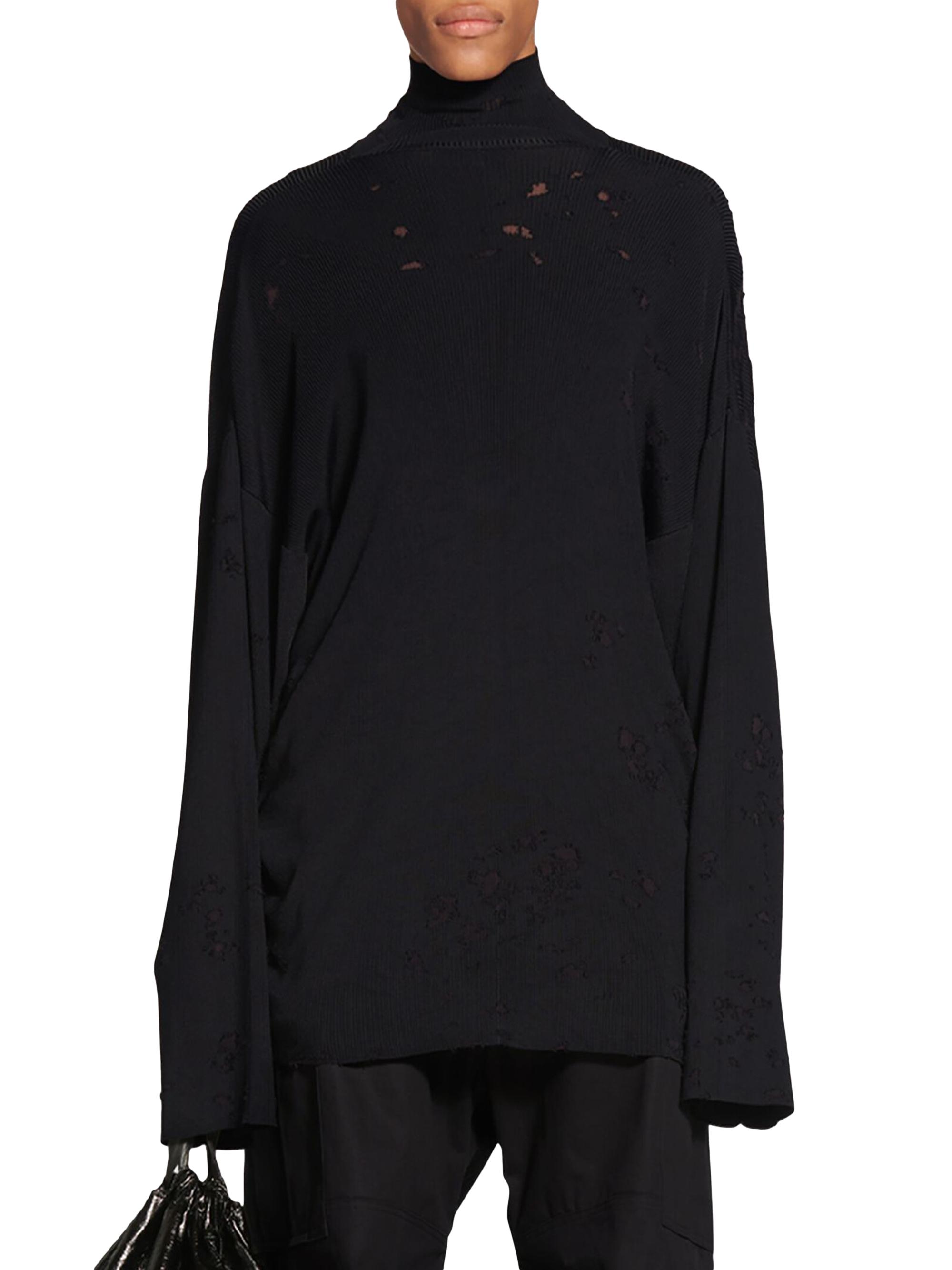 h*u様 BALENCIAGA ブラック ニットポロセーター Balenciaga Destroyed Turtleneck Sweater | Saks Fifth Avenue