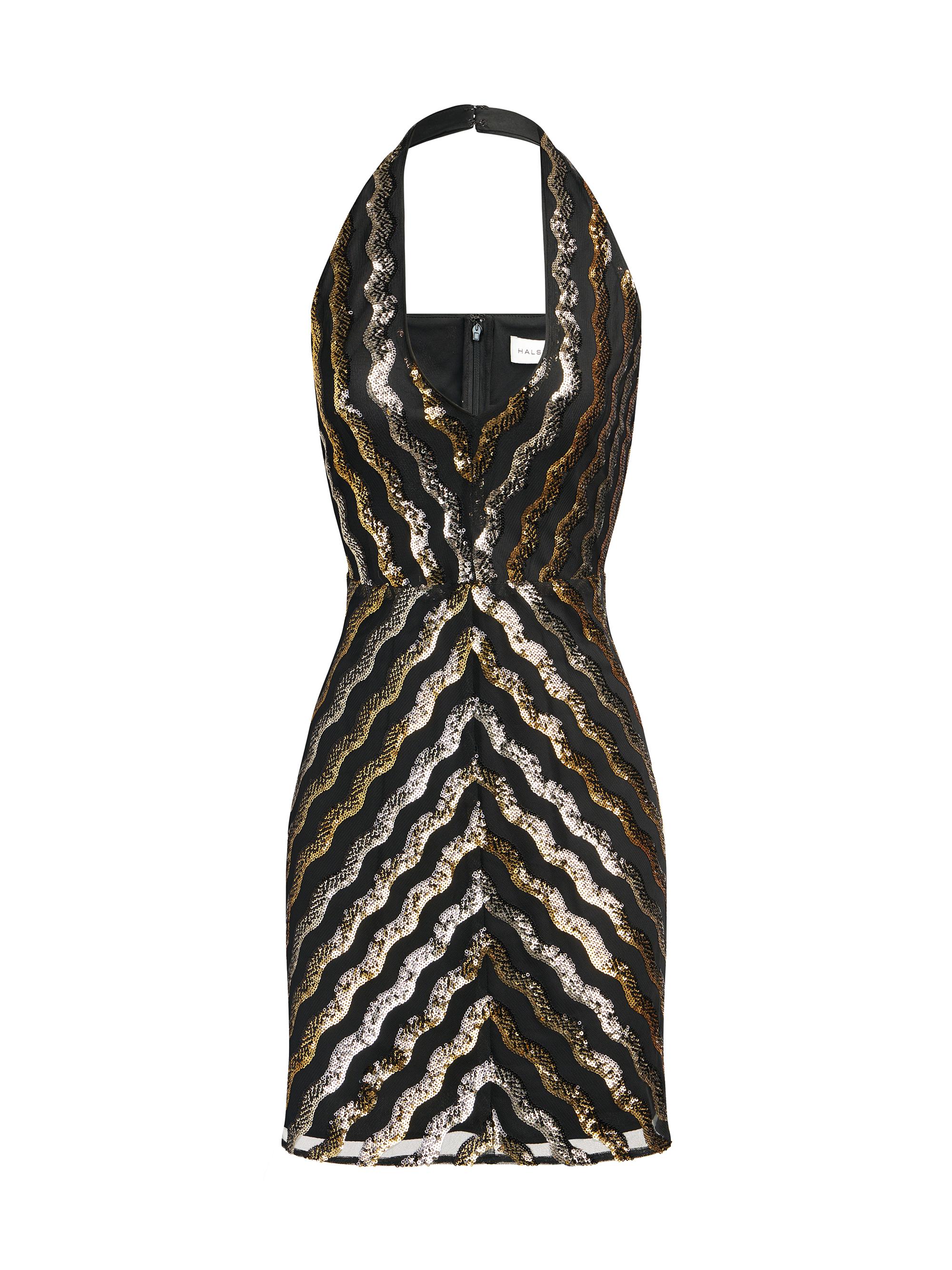 Halston Women's Nidya Sequined Halterneck Minidress - Gold And Sliver