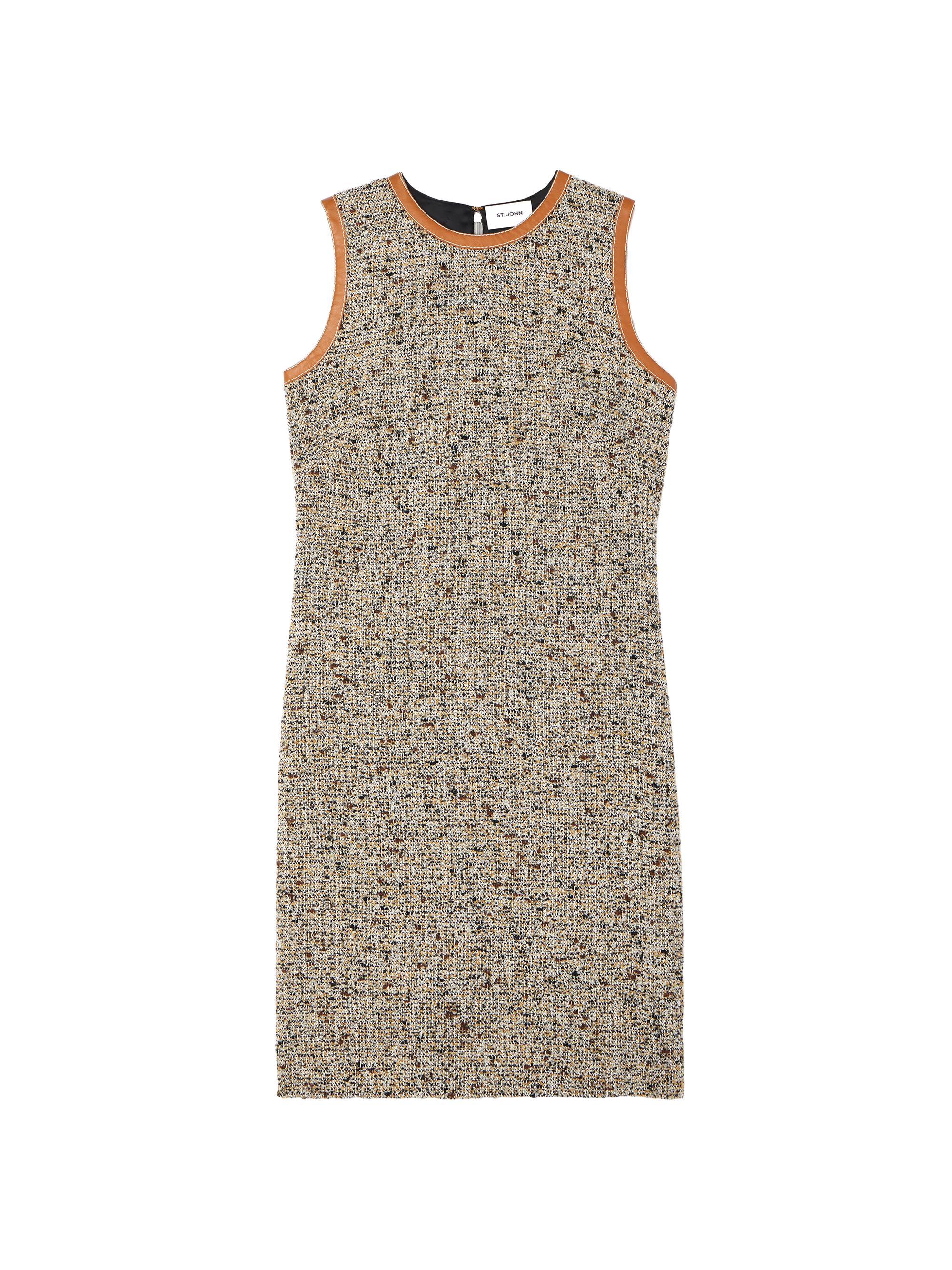 St. John Women's Boucle Tweed Sheath Dress - Camel Ecru Multi