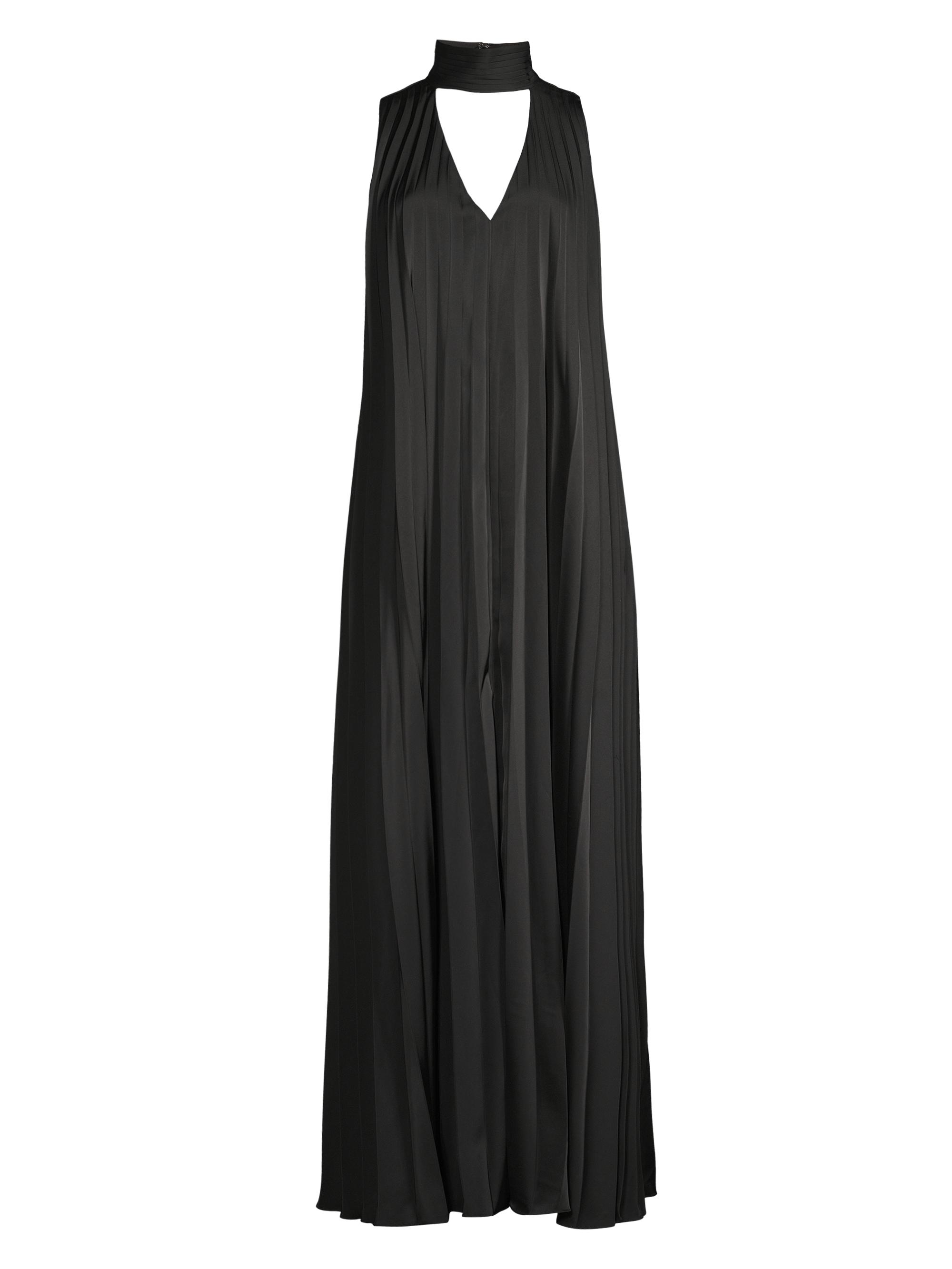 One33 Social Women's Satin Sleeveless Pleated Gown - Black