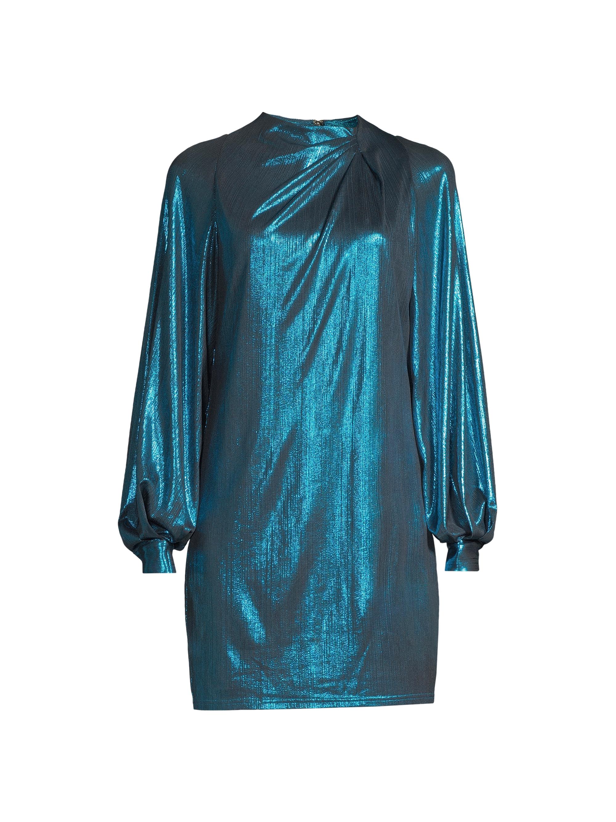 One33 Social Women's Pleated Lamé Shift Dress - Gold