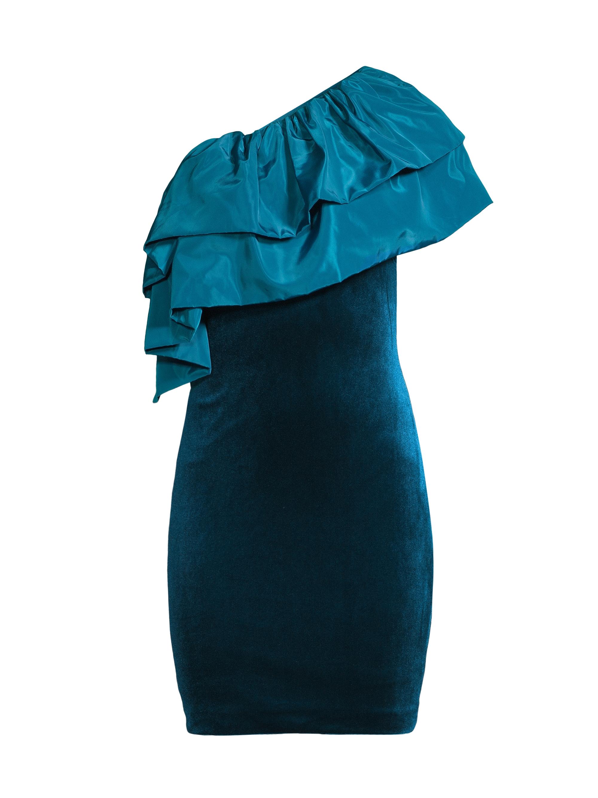 One33 Social Women's Velvet & Taffeta Mini Dress - Peacock