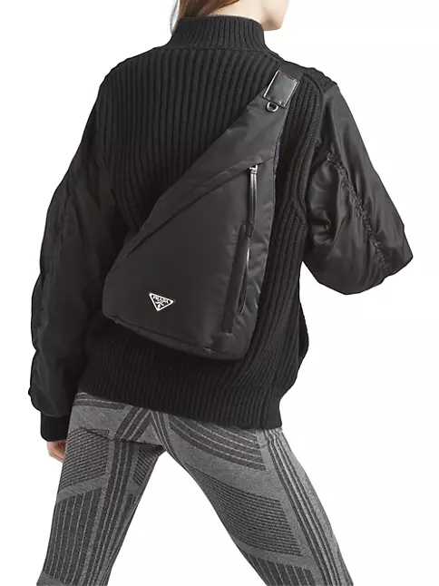 Prada Leather Sling Backpack in Black for Men