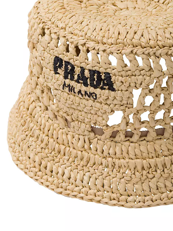 Shop Prada Raffia Bucket Hat