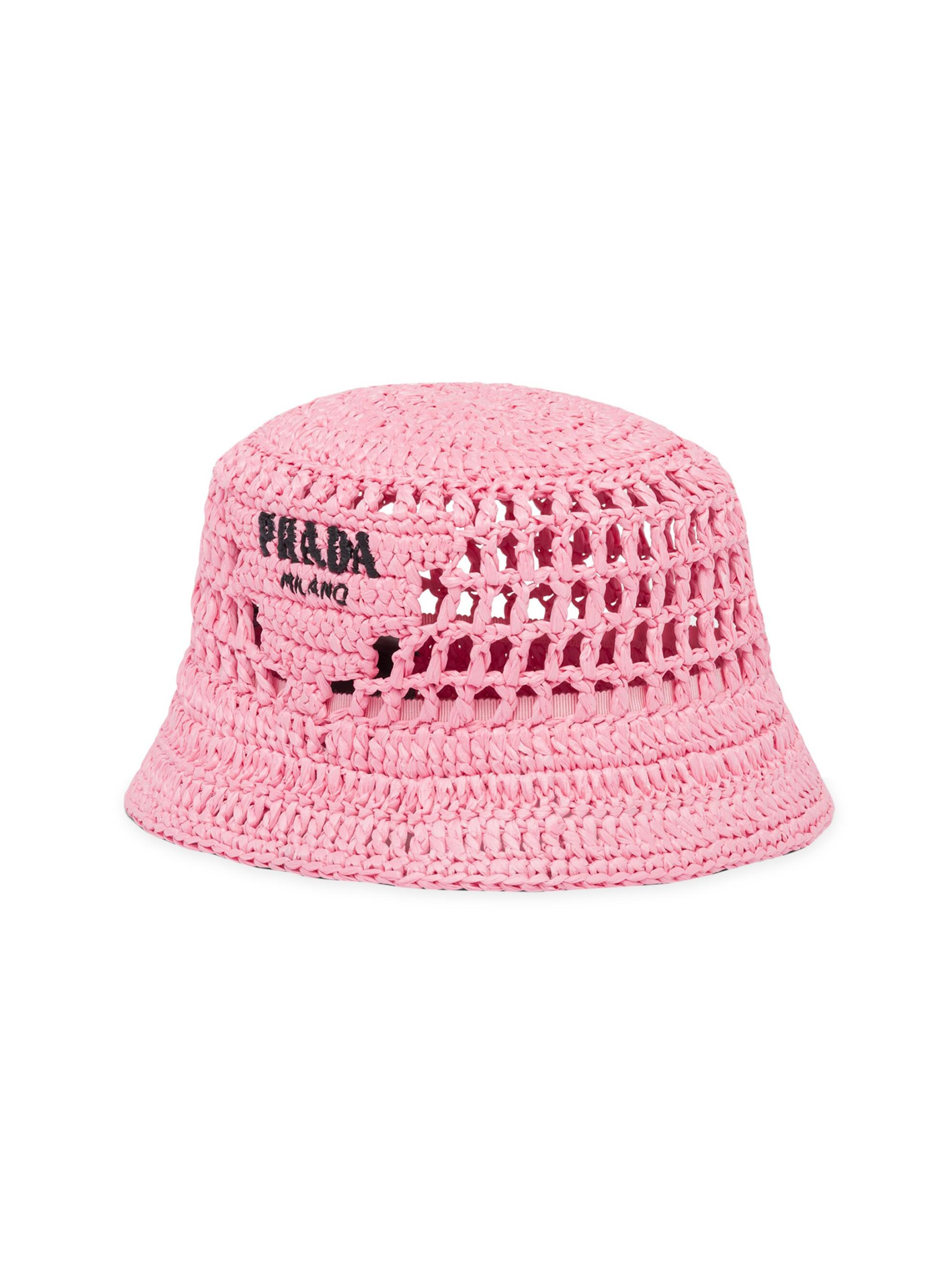 Prada Women's Raffia Bucket Hat - Pink