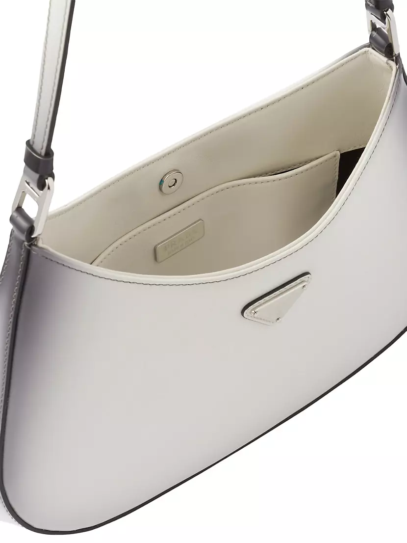 Prada Cleo Brushed Leather Shoulder Bag White in Leather with Silver-tone -  US