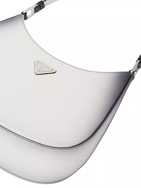 Prada White Leather Shoulder Bag in Metallic