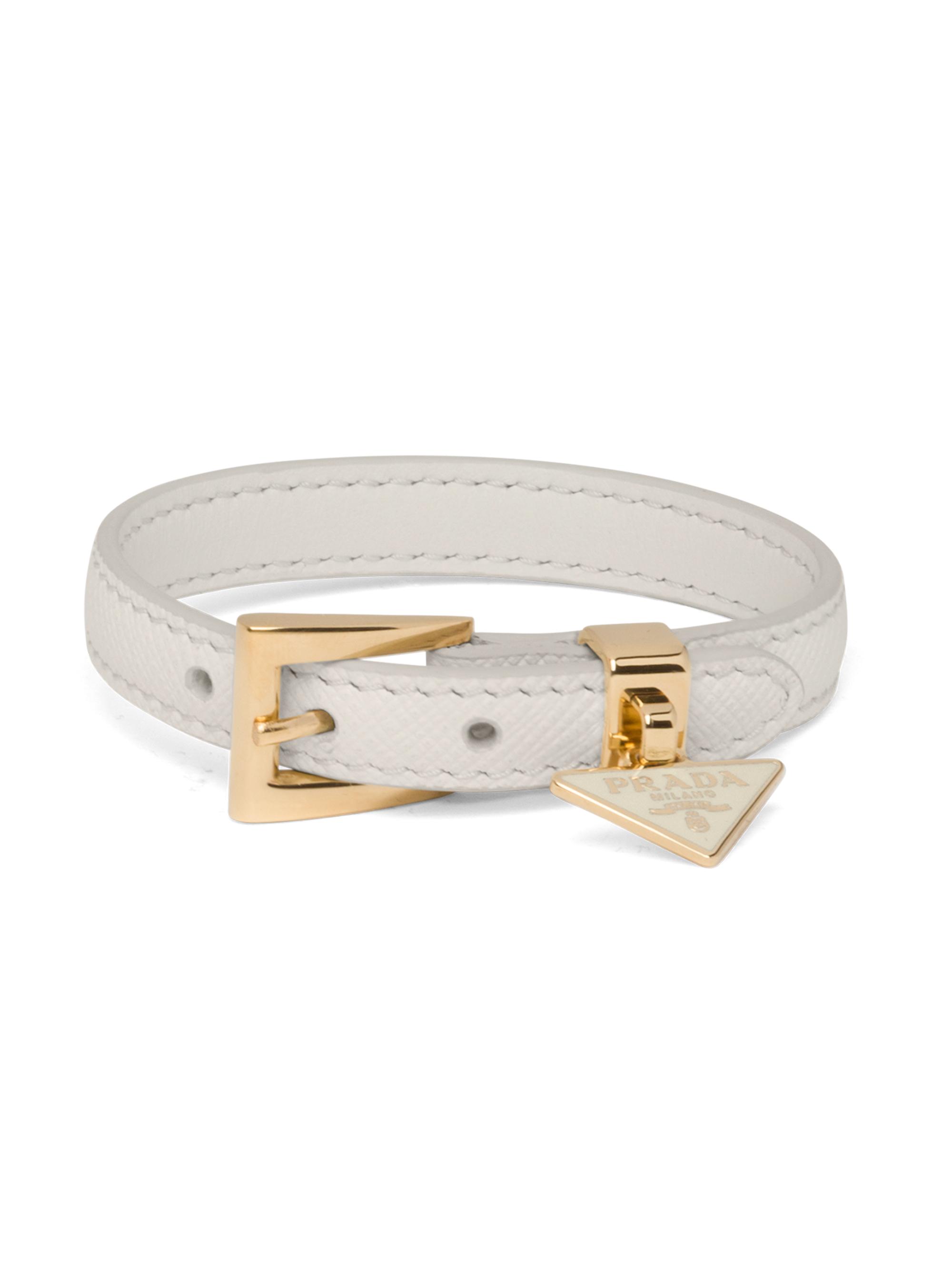 Prada Women's Saffiano Leather Bracelet - Beige Khaki