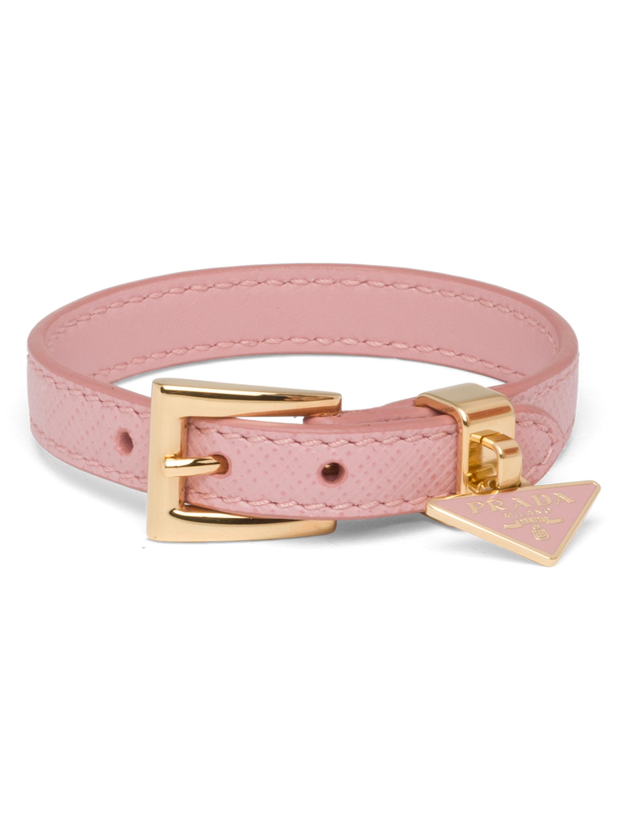 Prada Women's Saffiano Leather Bracelet - Dark Pink
