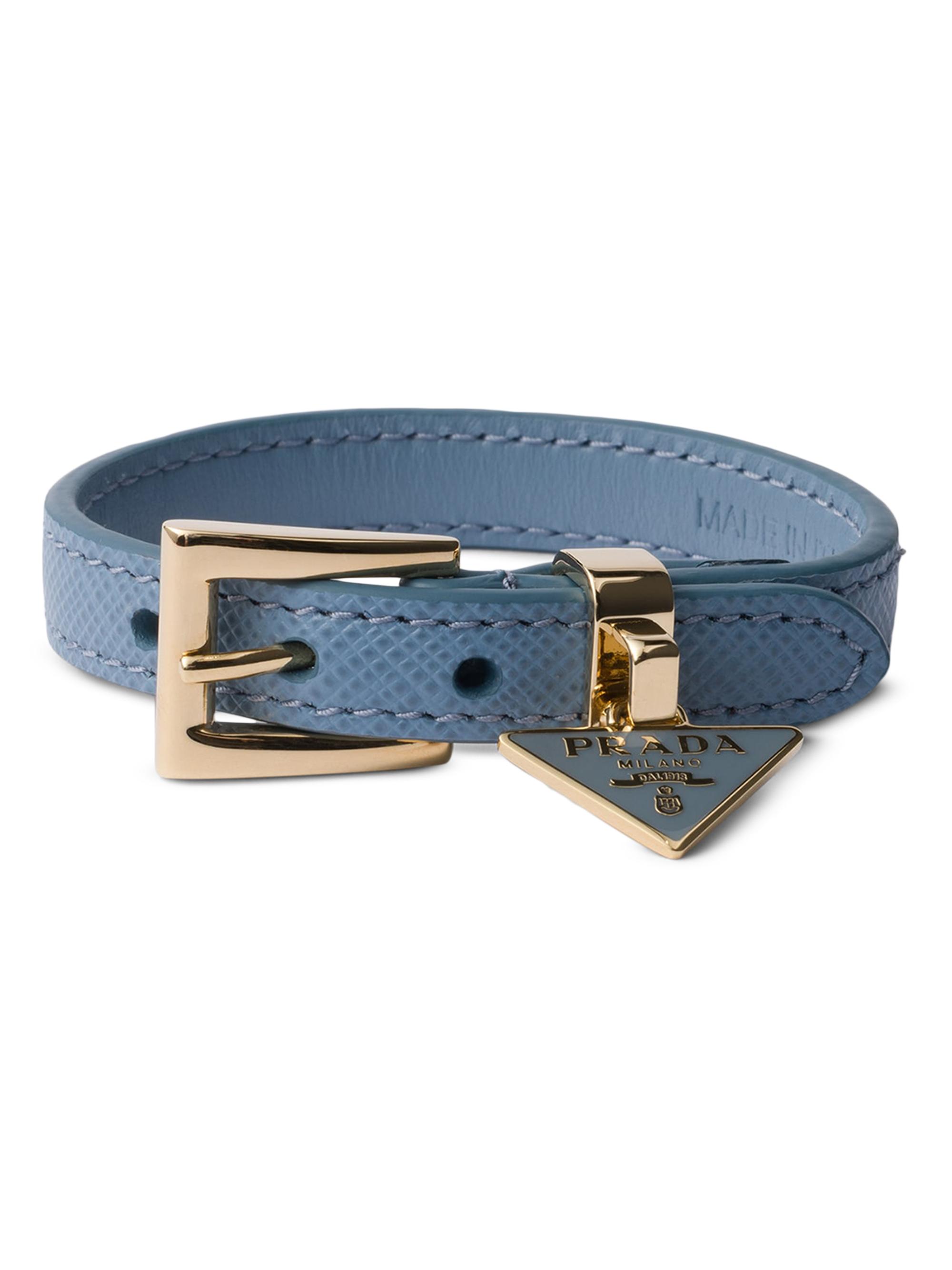 Prada Women's Saffiano Leather Bracelet - Light Blue