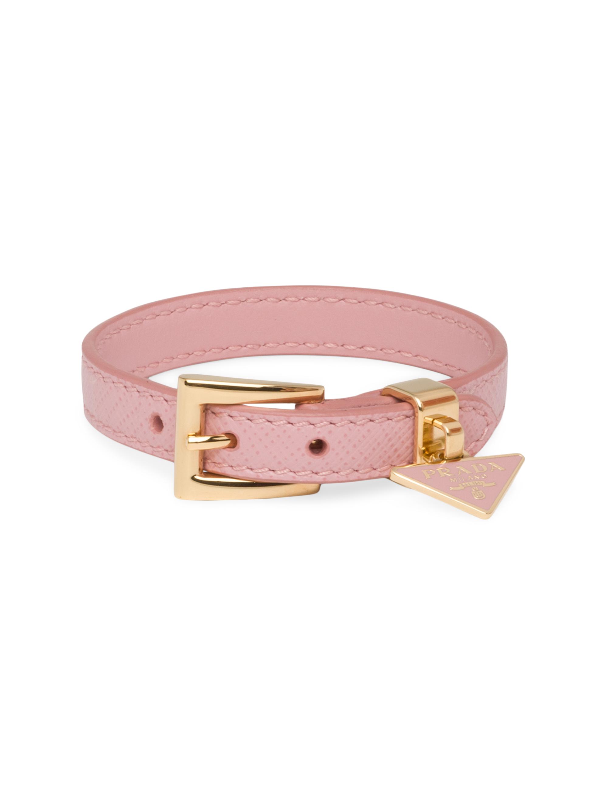 Prada Women's Saffiano Leather Bracelet - Light Pink