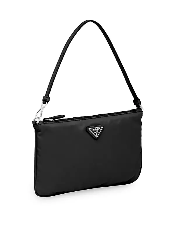 PRADA: pouch in re-nylon with triangular logo - Black