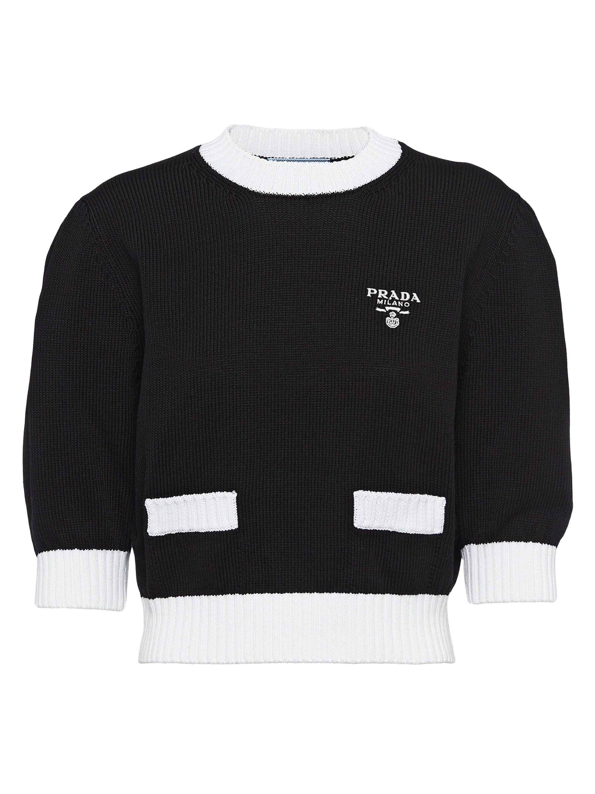 Prada Women's Cotton Crewneck Sweater - Black