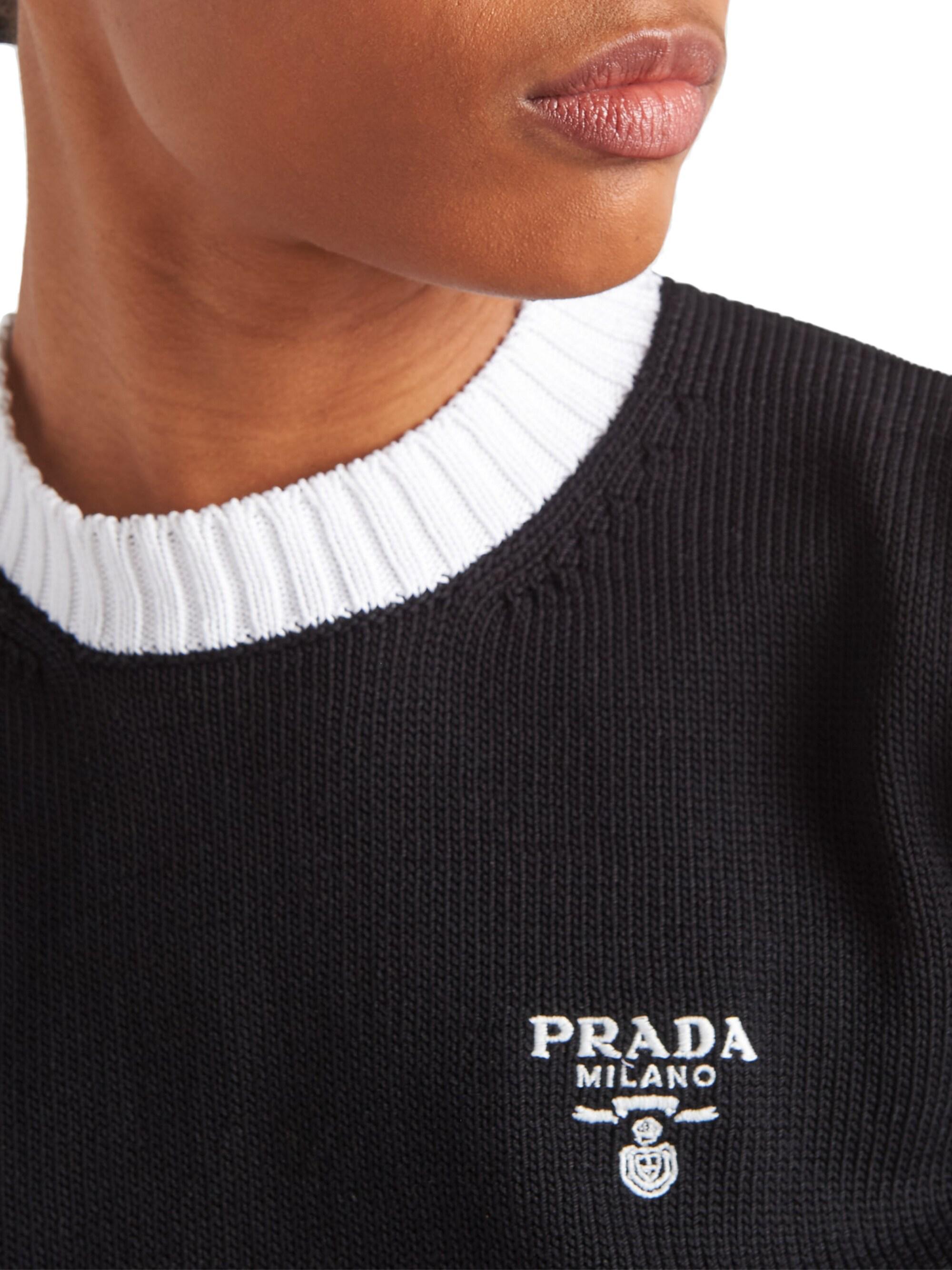 PRADA スエット Prada logo-print Fleece Sweatshirt | White | FARFETCH