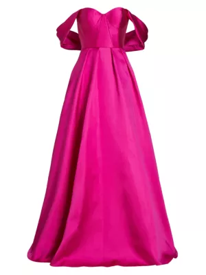 Vera Wang Bride Women's Viktor Off-The-Shoulder Mikado Gown - Fuchsia
