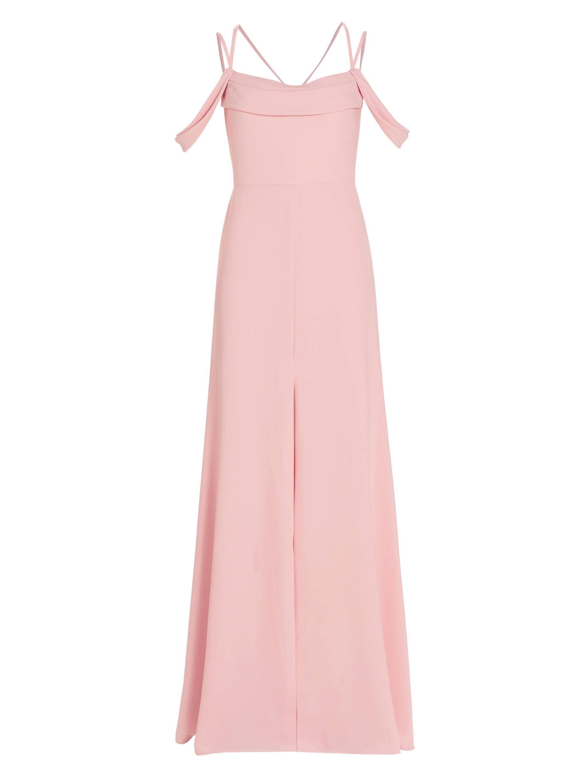 red velvet dress bridesmaid One Shoulder Velvet Bridesmaid Dress With Slit, Red main image 1