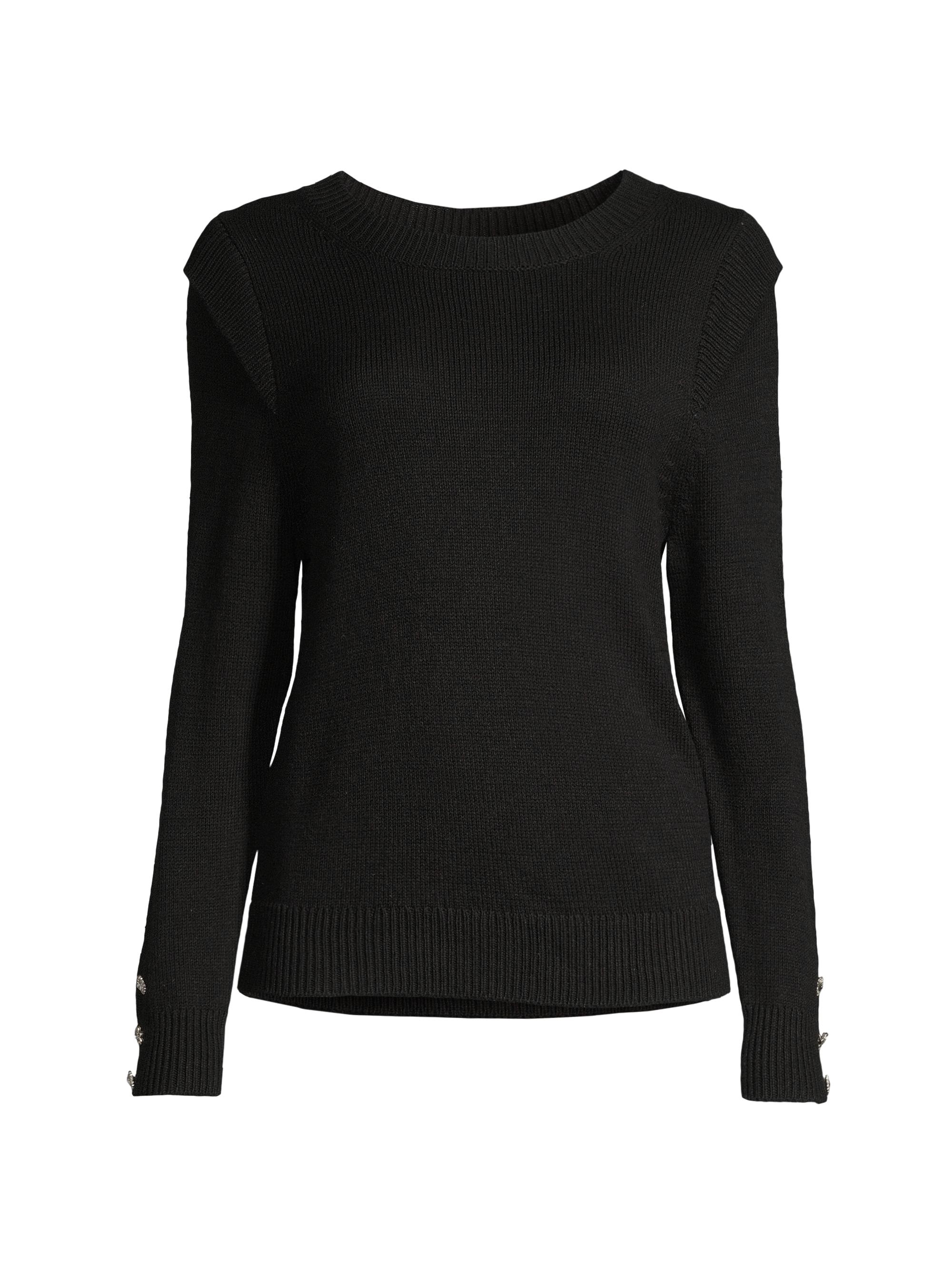 NIC+ZOE Women's Playful Cuff Cotton-Blend Sweater - Black