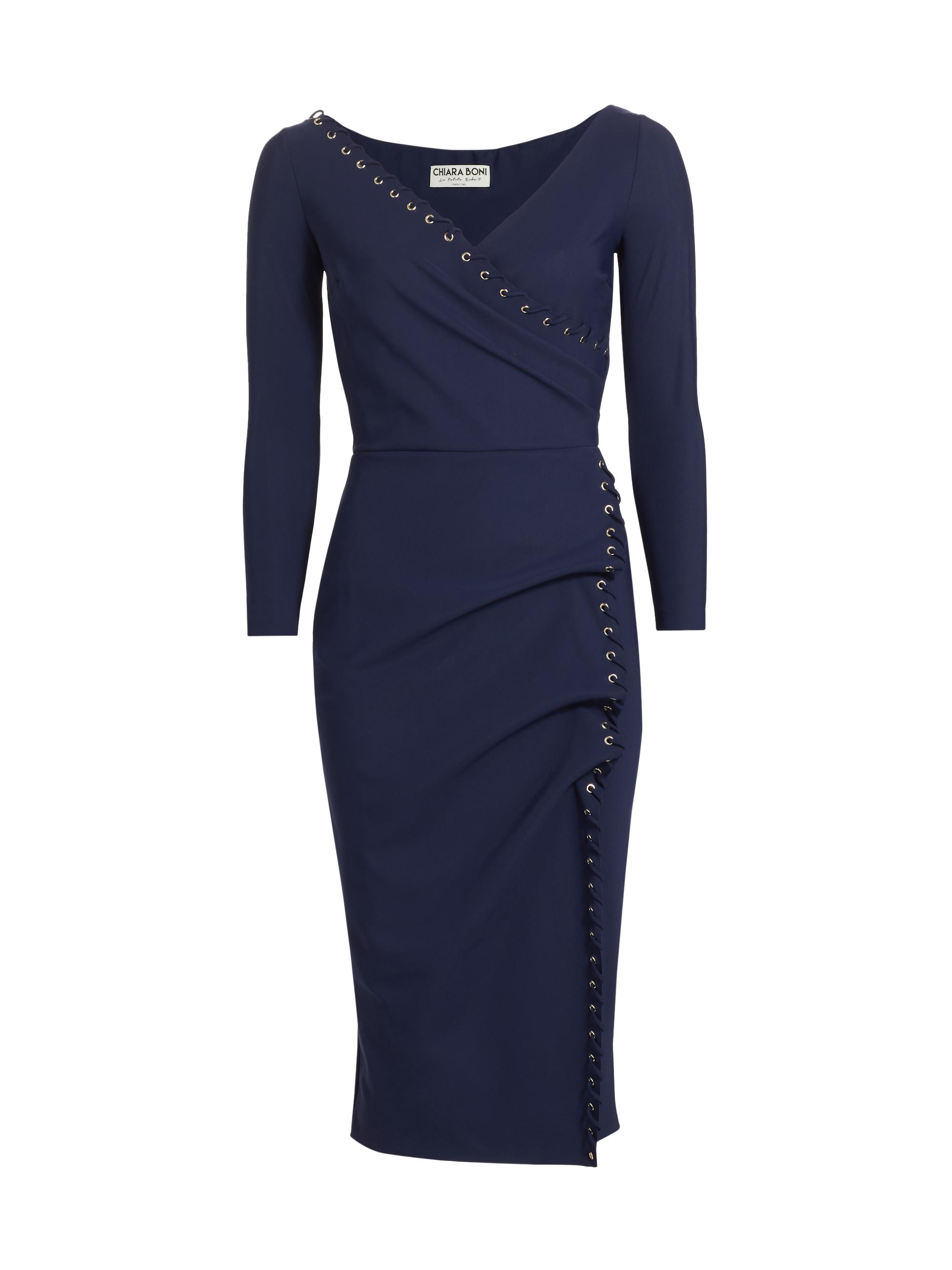 Chiara Boni La Petite Robe Women's Elma Lacing Jersey Midi-Dress - Blue Notte