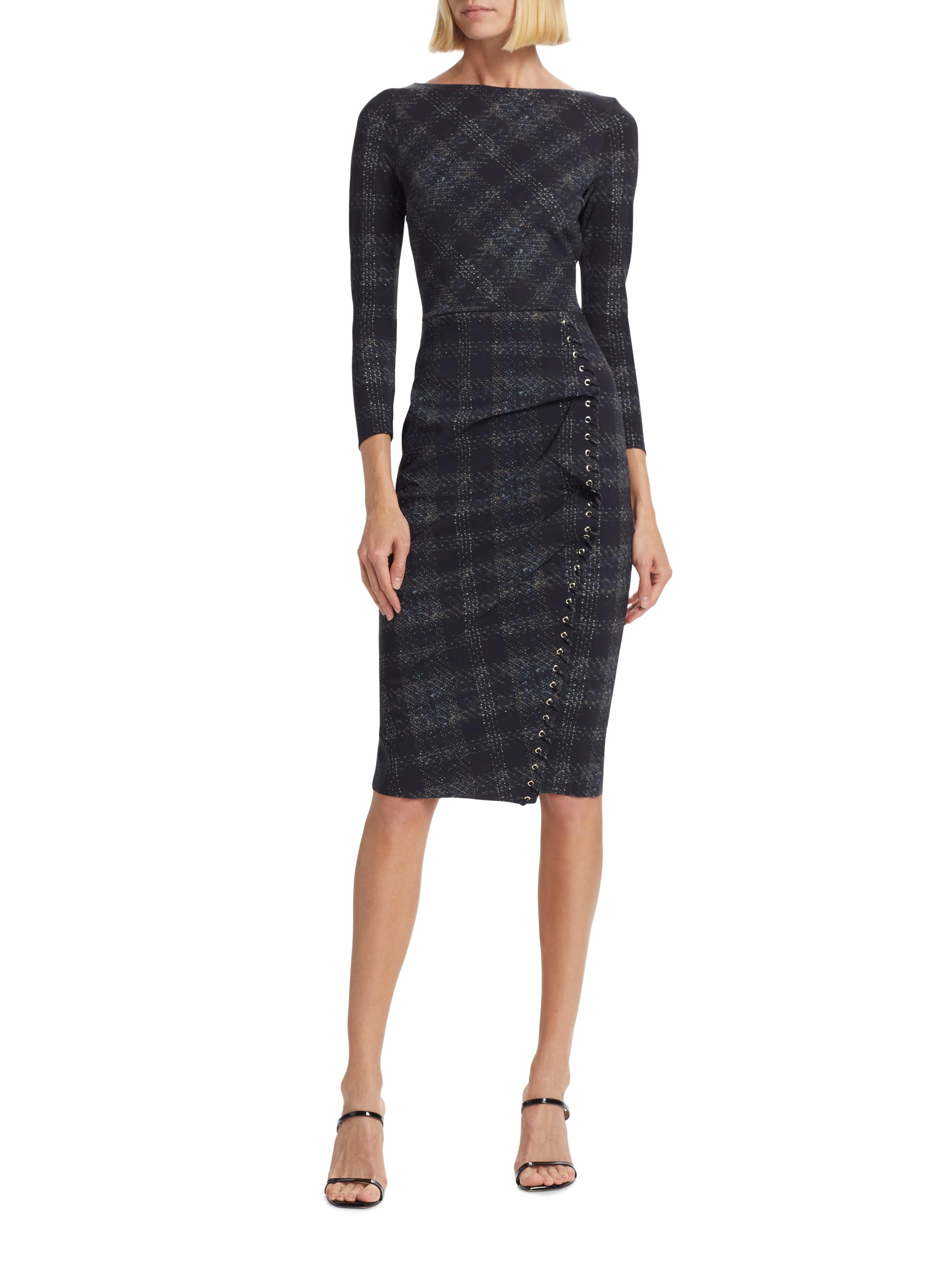 Adlia Plaid Body-Con Midi-Dress