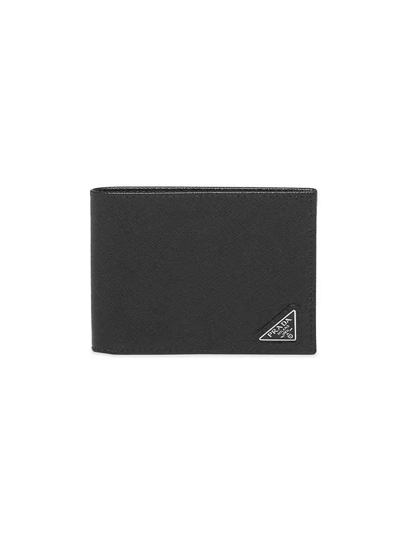 Shop PRADA SAFFIANO LUX Folding Wallet Chain Wallet Logo Long