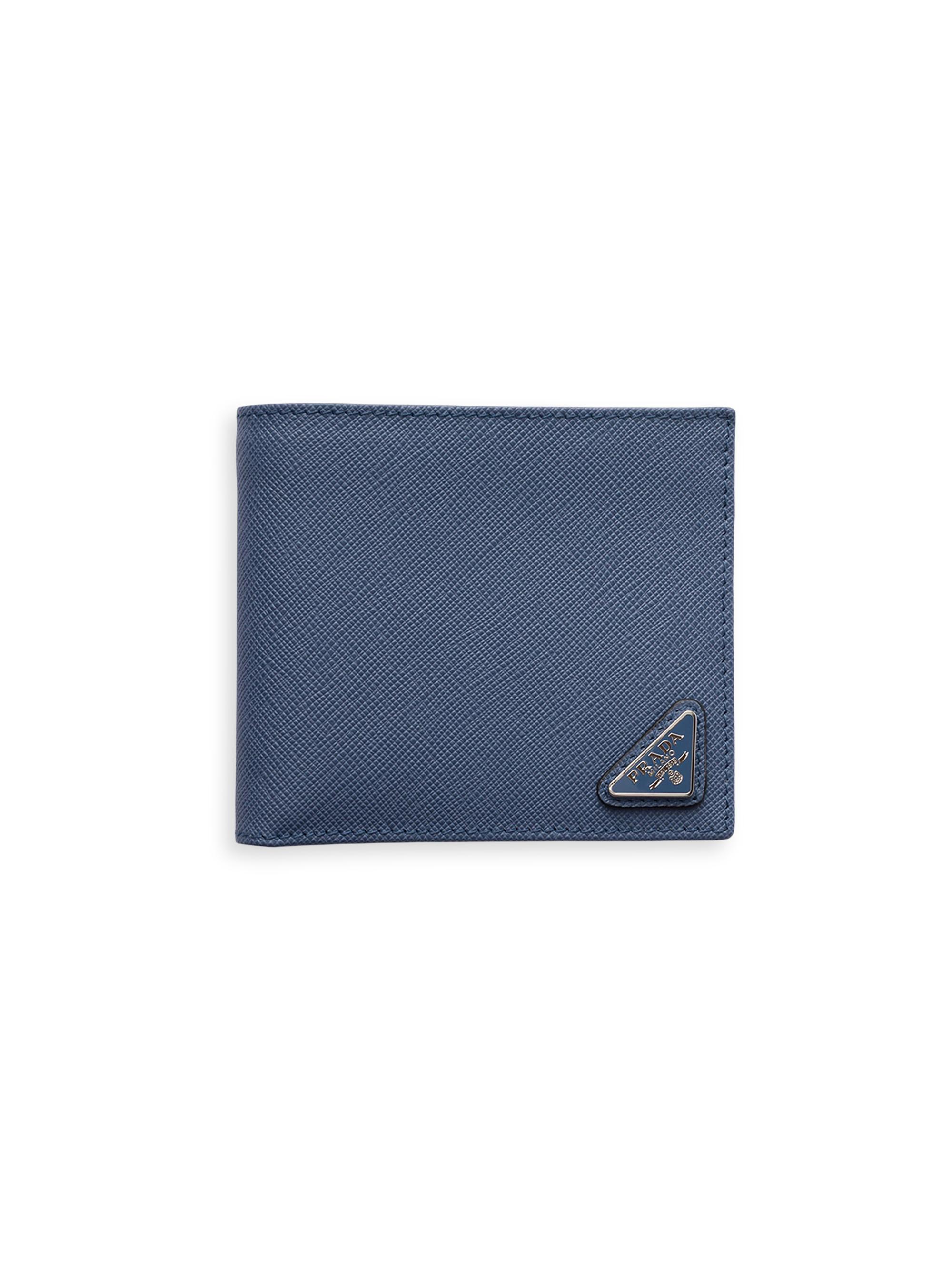 Prada Men's Saffiano Leather Wallet - Cyan Blue