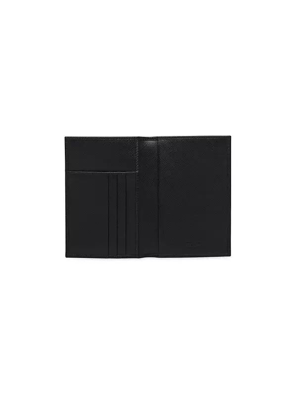 Leather Passport Cover, Black Saffiano