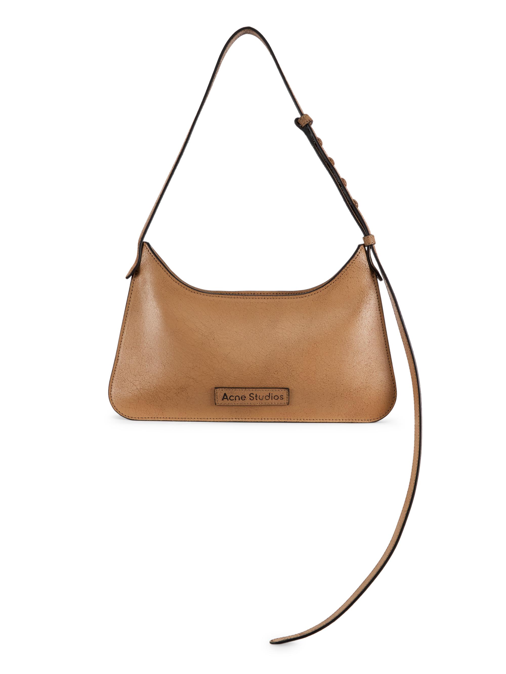 Acne Studios Women's Mini Platt Crackle Leather Shoulder Bag - Dark Beige