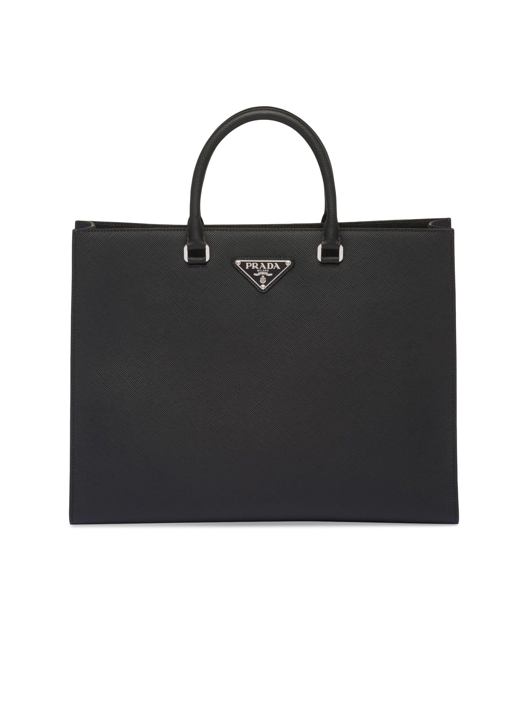 Prada Men's Saffiano Leather Tote Bag - Black