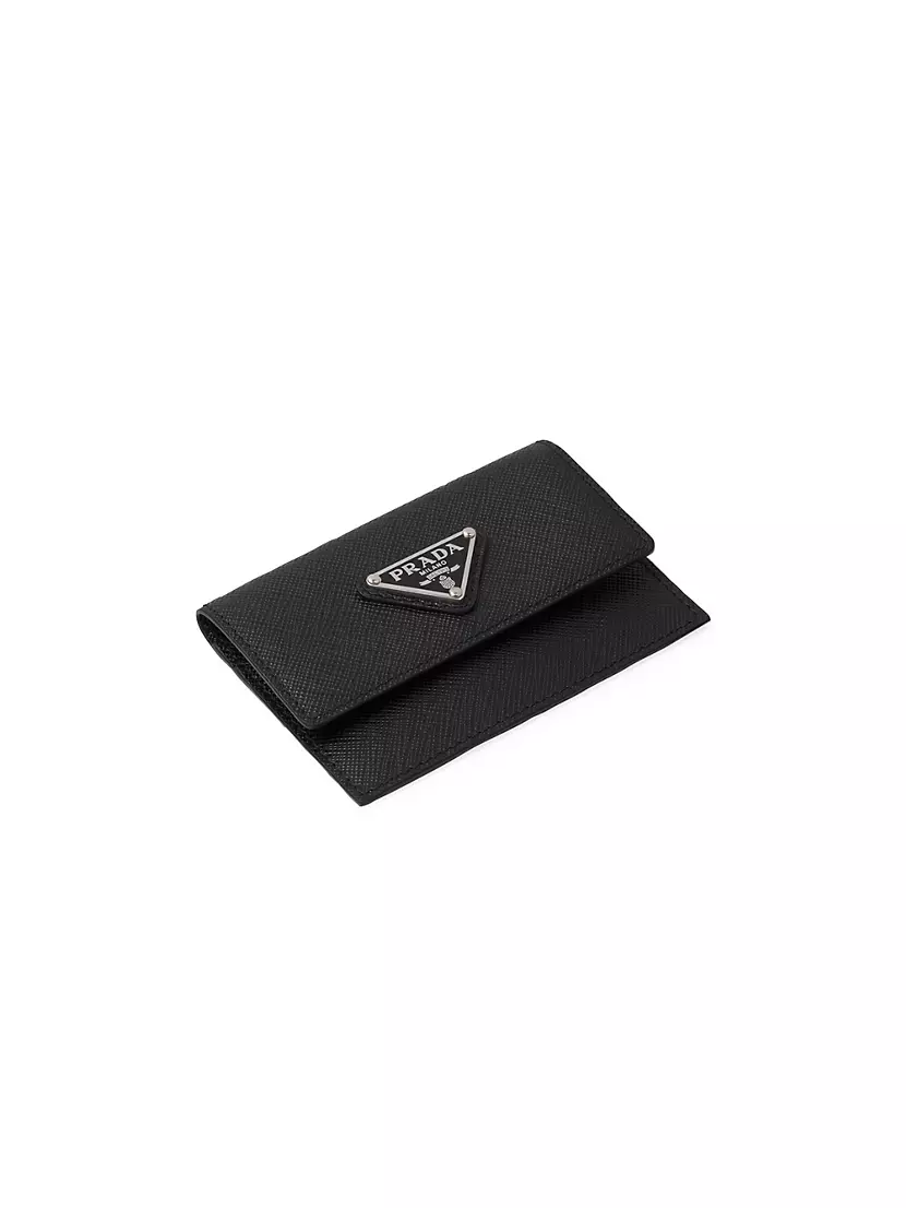 Prada Black Saffiano Metal Leather Card Holder Prada