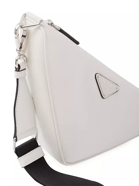 PRADA SAFFIANO LEATHER SLING BAG WITH FLAP AND TRIANGLE