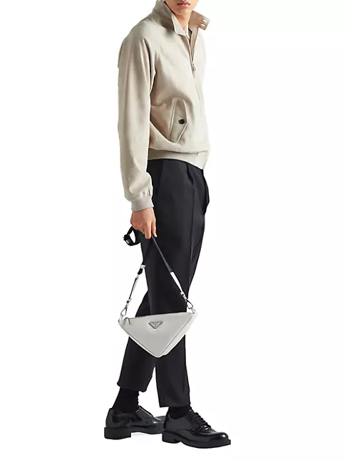 Prada Triangle Saffiano-Leather Shoulder Bag - Black for Men