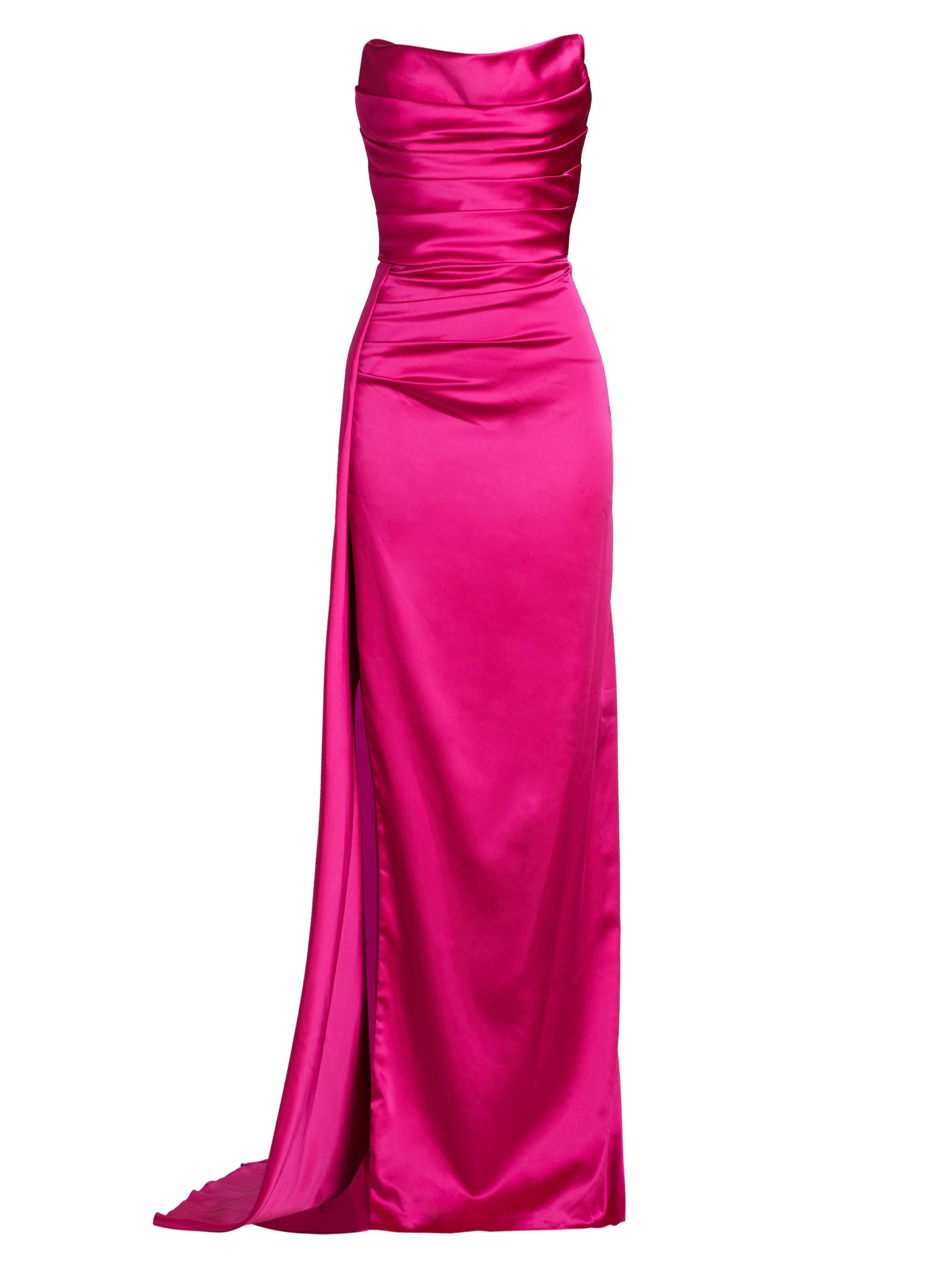 Michael Costello Collection Women's Gemini Strapless Gathered Satin Gown - Berry