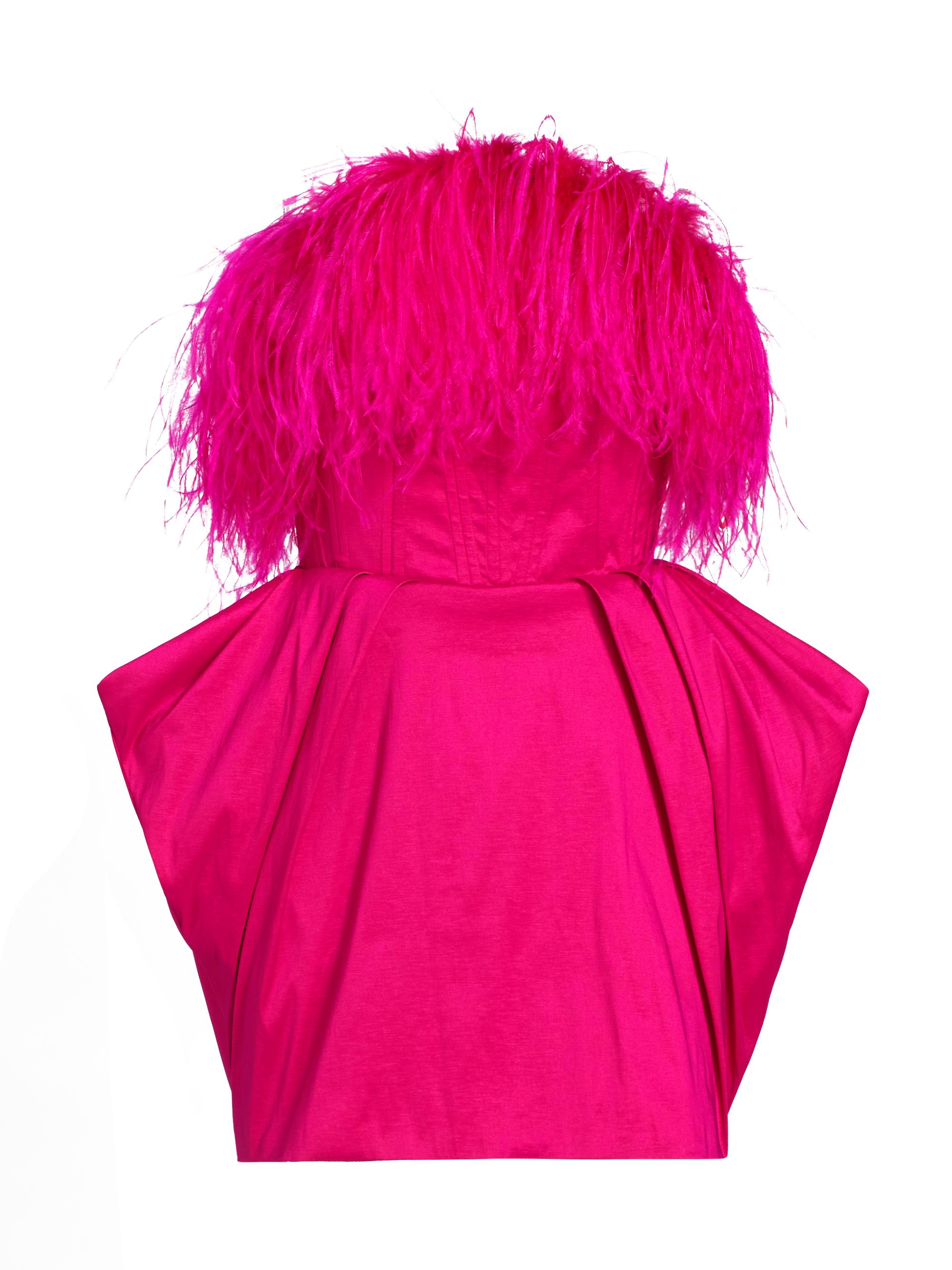 Michael Costello Collection Women's Paula Feather-Trimmed Minidress - Hot Pink
