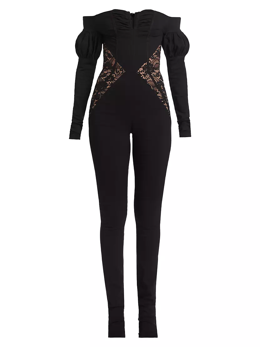 Black Lace Harness Jumpsuit