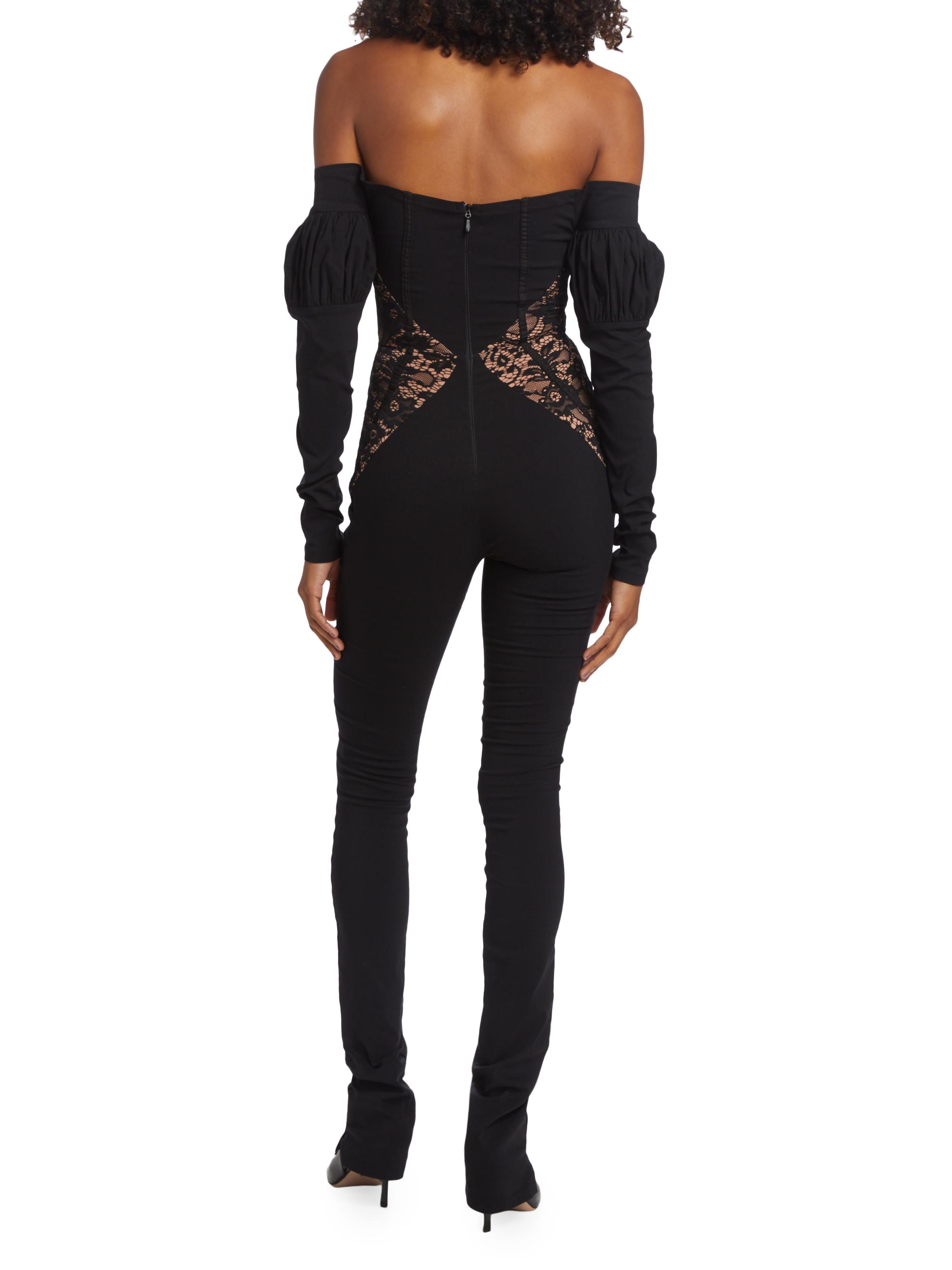 Michael Costello Collection Franco Lace-Inset Jumpsuit | Saks